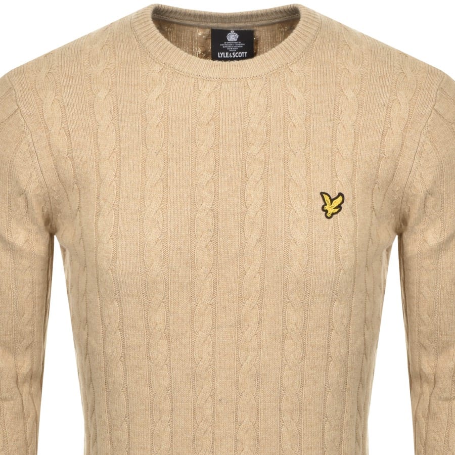 Alternative Image for ProductLyle And Scott Crew Neck Cable Knit Jumper Beige2